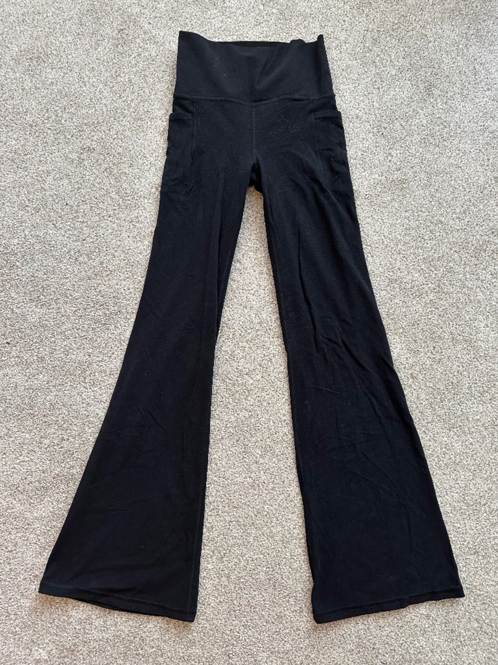 Athleta Salutation Stash Flare Pants Black Yoga Leggings Women's Size XS